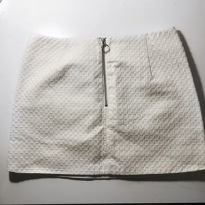 Top Shop White Quilted Front Zip Skirt